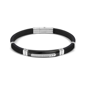 Bracciale Uomo City e Energy in Acciaio e Caucciu Pvd Nero e Acciaio Nomination