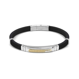 Bracciale Uomo City e Energy in Acciaio e Caucciu Pvd Oro Giallo Nomination