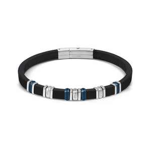 Bracciale Uomo City e Energy in Acciaio e Caucciu con 3 Cubic Zirconia Acciaio Blu Nomination