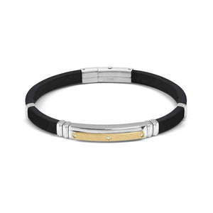 Bracciale Uomo City e Energy in Acciaio e Caucciu con 3 Cubic Zirconia Acciaio Giallo Nomination