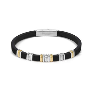 Bracciale Uomo City e Energy in Acciaio e Caucciu con 3 Cubic Zirconia Acciaio Giallo Nomination