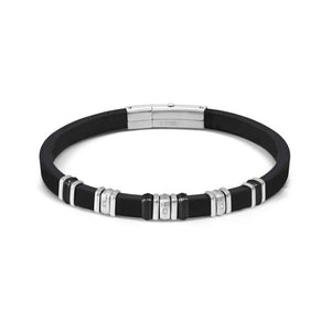 Bracciale Uomo City e Energy in Acciaio e Caucciu con 3 Cubic Zirconia Acciaio Nero Nomination
