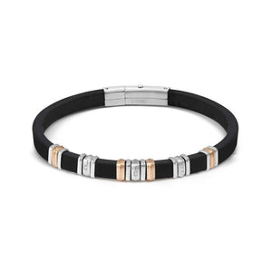 Bracciale Uomo City e Energy in Acciaio e Caucciu con 3 Cubic Zirconia Acciaio Rosa Nomination
