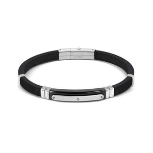 Bracciale Uomo City e Energy in Acciaio e Caucciu con 3 Cubic Zirconia Nero Acciaio Nomination