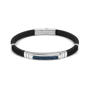 Bracciale Uomo City e Energy in Acciaio e Caucciu con Cubic Zirconia Acciaio Blu Nomination