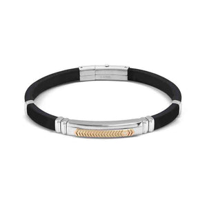 Bracciale Uomo City e Energy in Acciaio e Caucciu con Cubic Zirconia Nero Acciaio Nomination