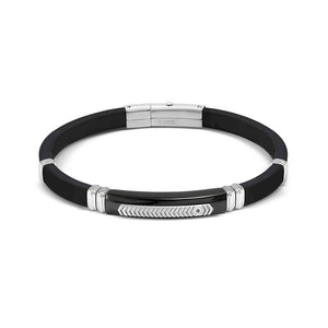 Bracciale Uomo City e Energy in Acciaio e Caucciu con Cubic Zirconia Nero Acciaio Nomination