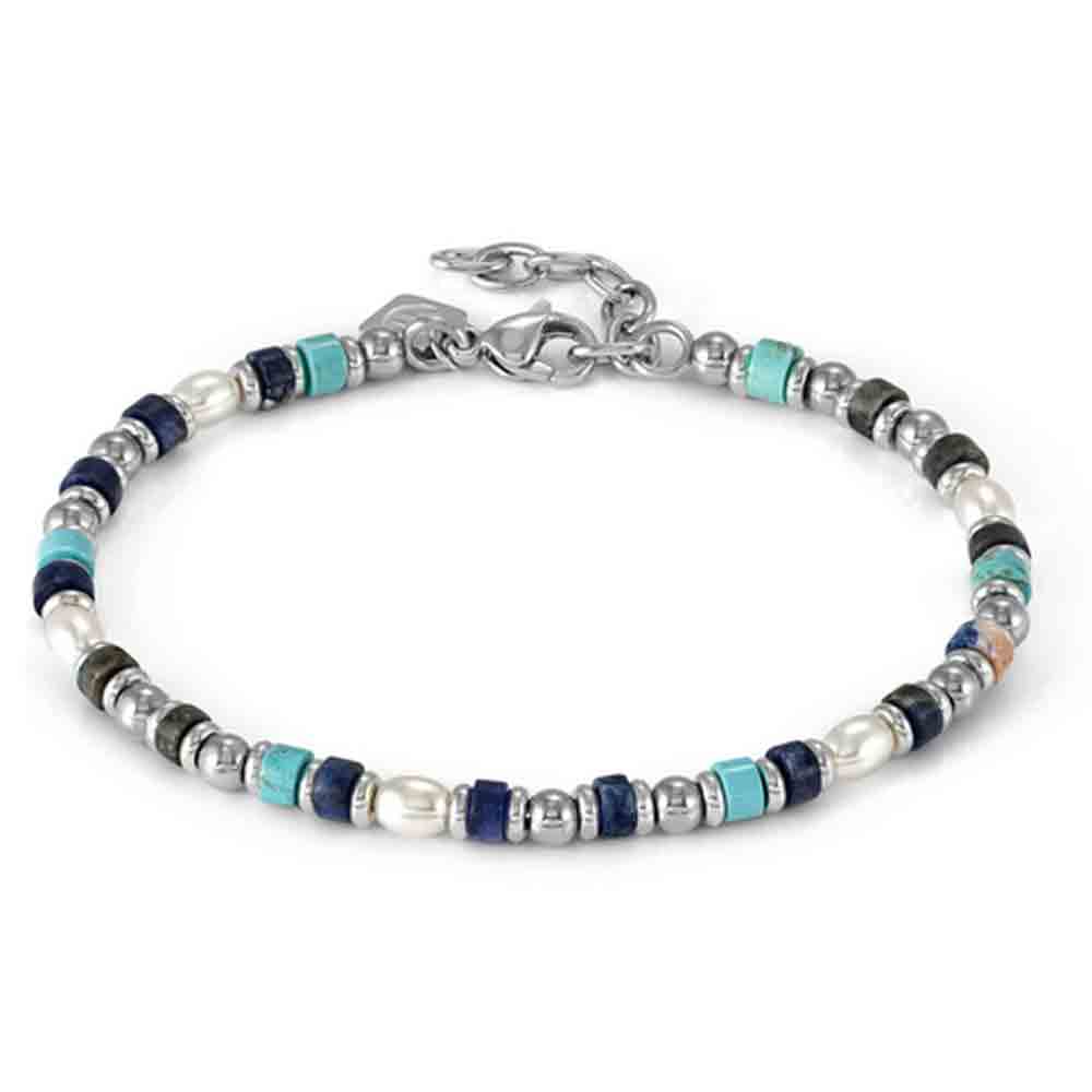 Bracciale Uomo Donna In Pietre Naturali Agata Nera E Turchese | Sixtystones Heishi | Gioiello Artigianale Unico