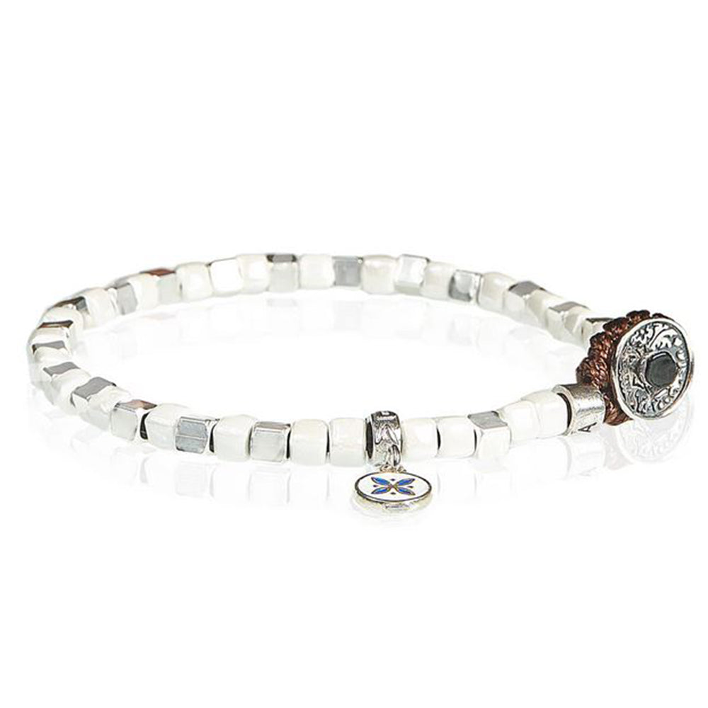 Bracciale Uomo Silver Ceramic Bianco Gerba Gioielli