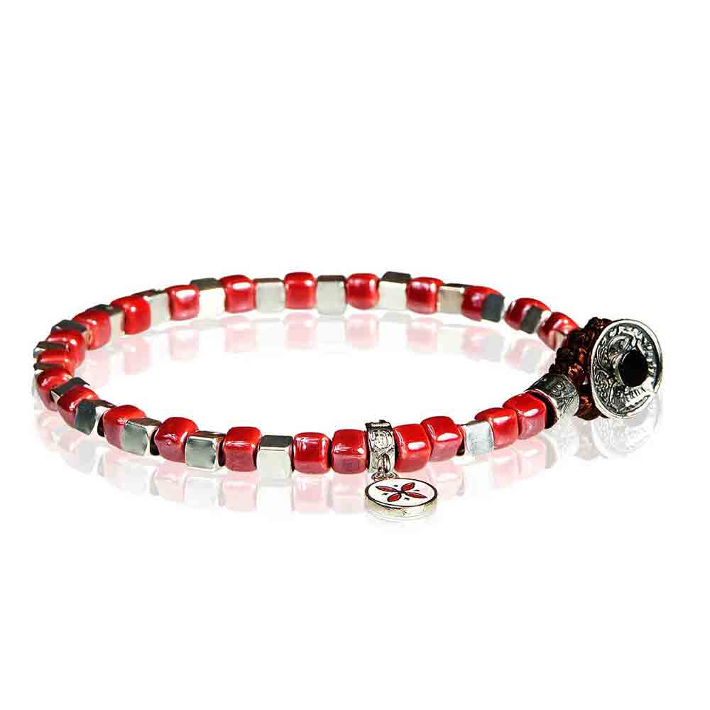 Bracciale Uomo Silver Ceramic Rosso Gerba Gioielli