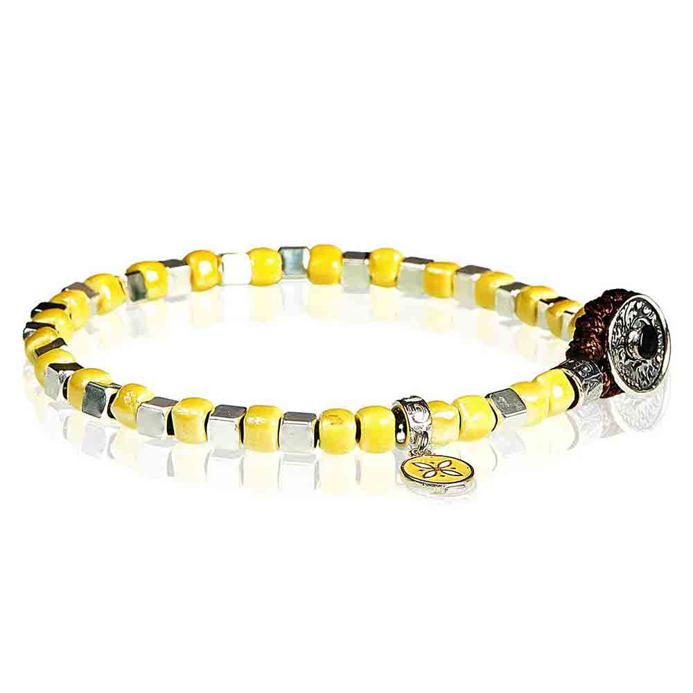 Bracciale Uomo Silver Ceramic Giallo Gerba Gioielli