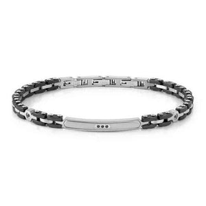 Bracciale Uomo Strong Diamond in PVD nero con 5 diamanti Nomination