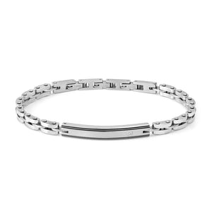 Bracciale Uomo Strong e Diamond Geometric in Acciao con Diamante Bianco Ottagono Nomination