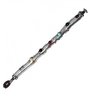 Bracciale Uomo doppio in Argento con filo cerato e murrine multicolor Gerba Gioielli