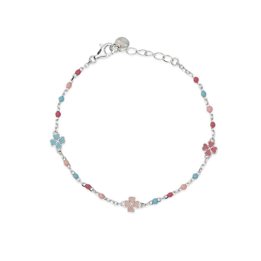 Bracciale baby multicolor con quadrifogli Mabina Gioielli
