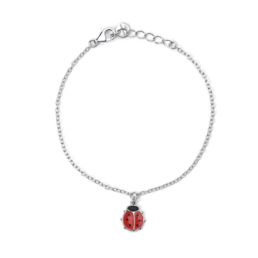 Bracciale da bambina in argento con coccinella smaltata Mabina Gioielli
