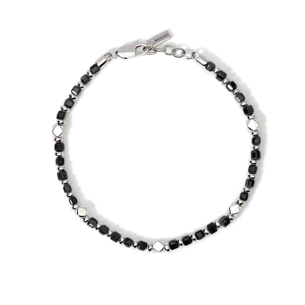 Bracciale da uomo in argento e agata nera Mabina Gioielli