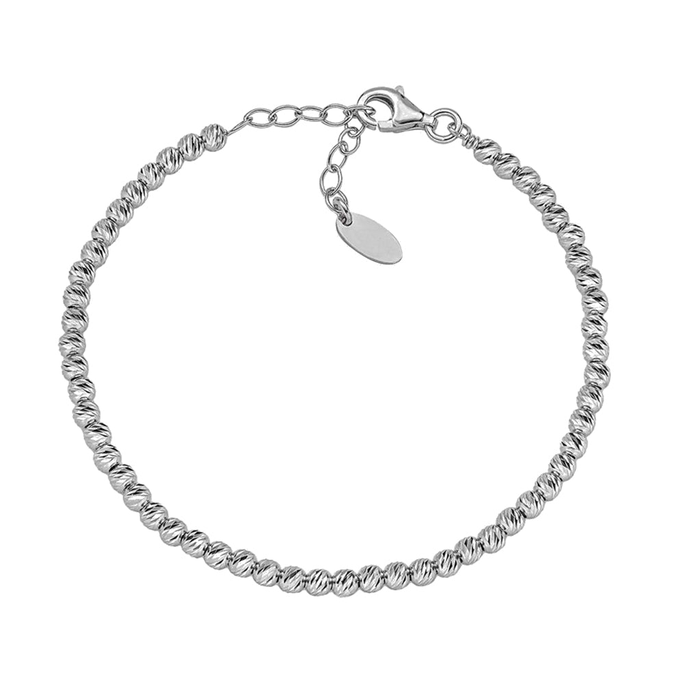 Bracciale in Argento Rodiato Riflessi di Luce con Sfere Diamantate