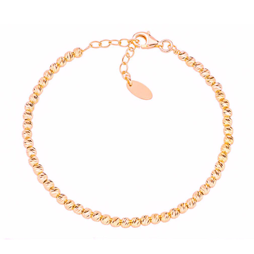 Bracciale in Argento Rosa Riflessi di Luce con Sfere Diamantate