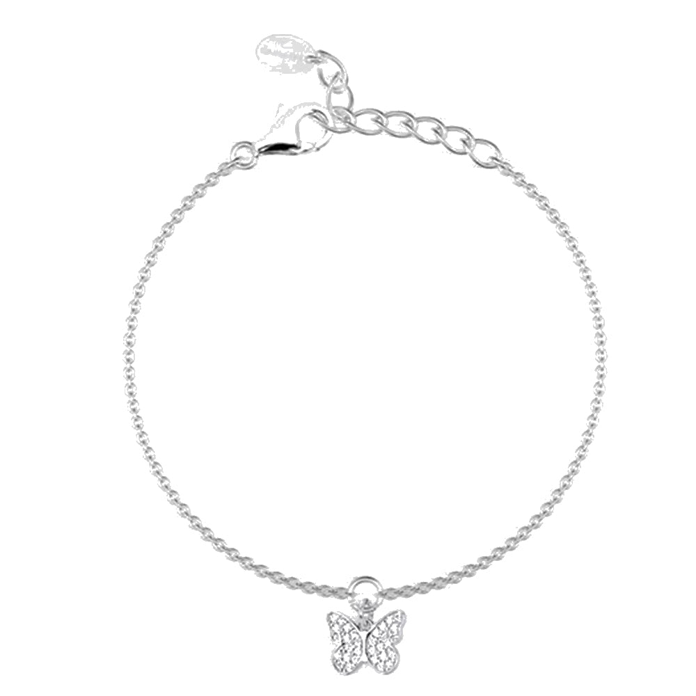 Bracciale in argento con ciondolo farfalla in pavé di zirconi Mabina Gioielli