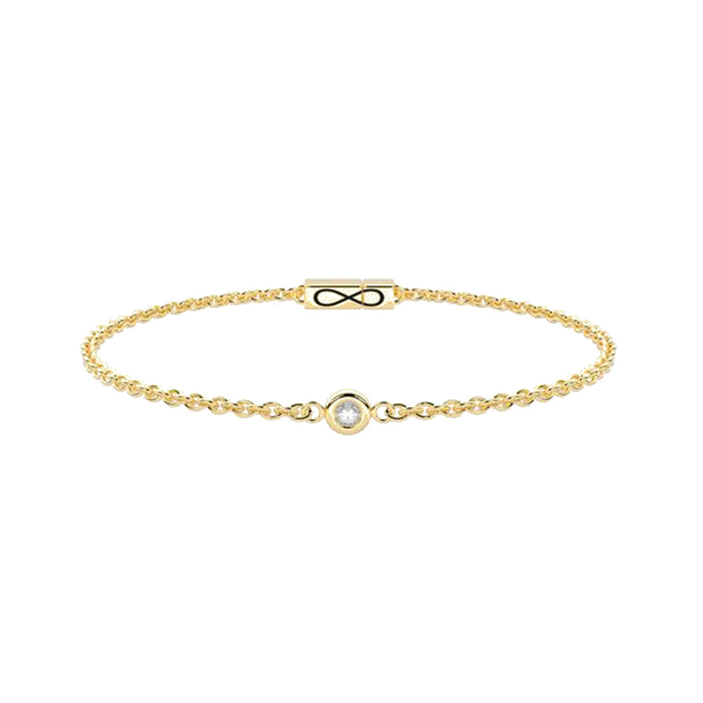 Bracciale infinity in acciaio dorato con diamante lab-grown 732405-17 Kidult