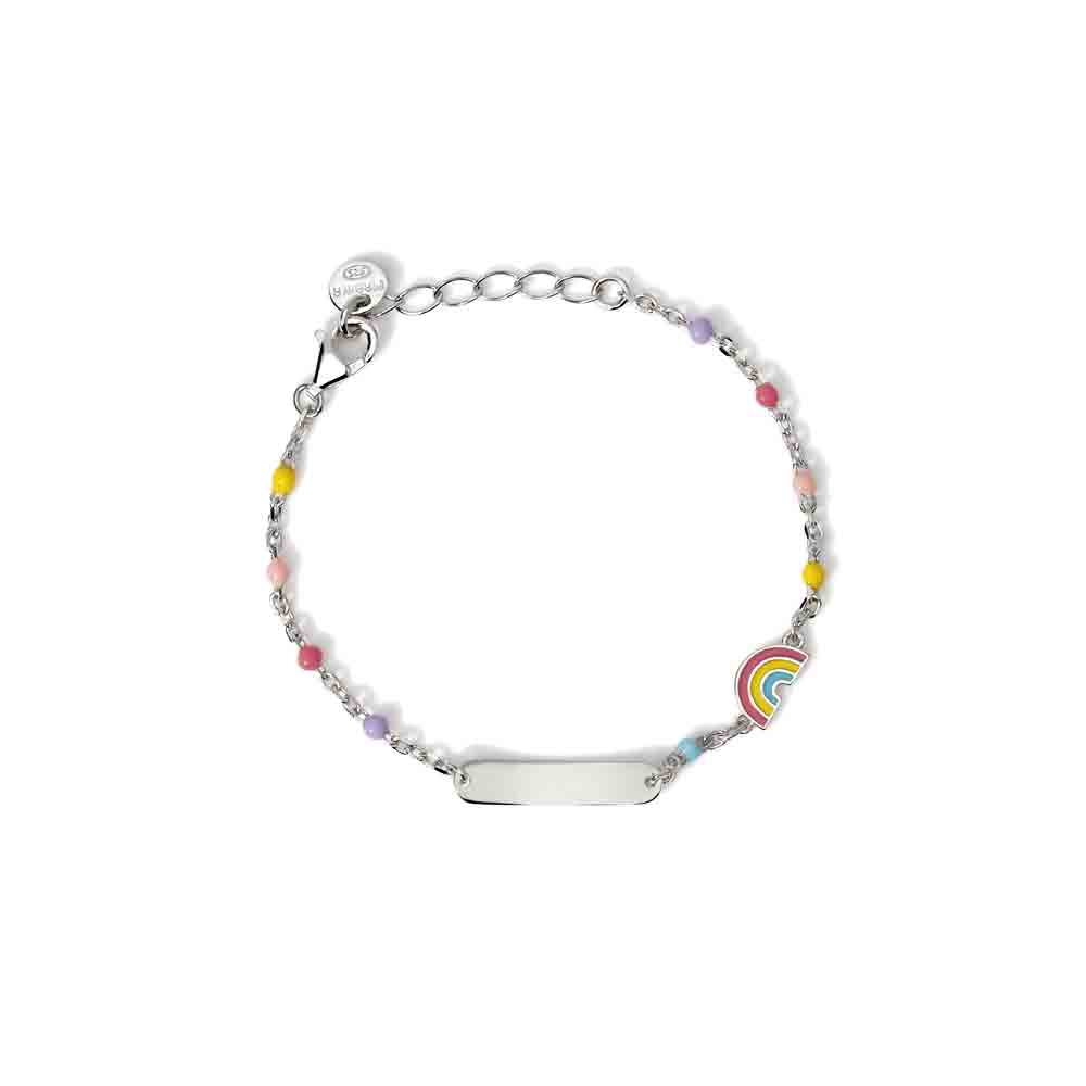 Bracciale per bambini con targhetta incidibile e arcobaleno Mabina Gioielli