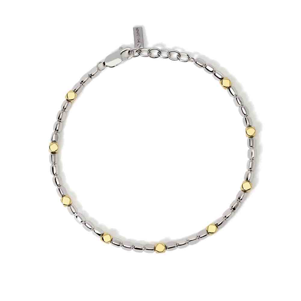 Bracciale uomo regolabile con elementi placcati oro Mabina Gioielli