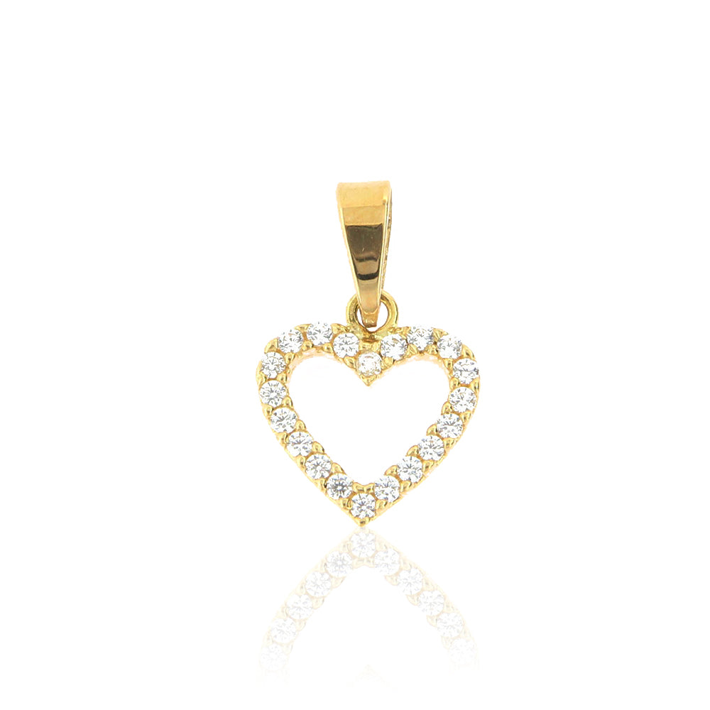 Ciondolo Donna Cuore in Oro Giallo 9 Carati con Zirconi