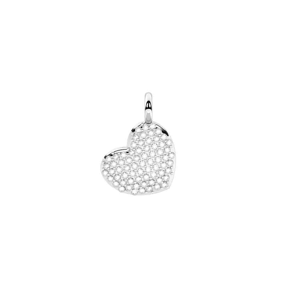 Ciondolo cuore in acciaio e cristalli bianchi Componibile By You Symbols 741346 Kidult