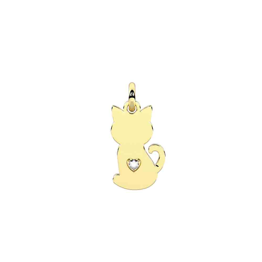 Ciondolo gatto in acciaio gold Componibile By You Symbols 741340 Kidult