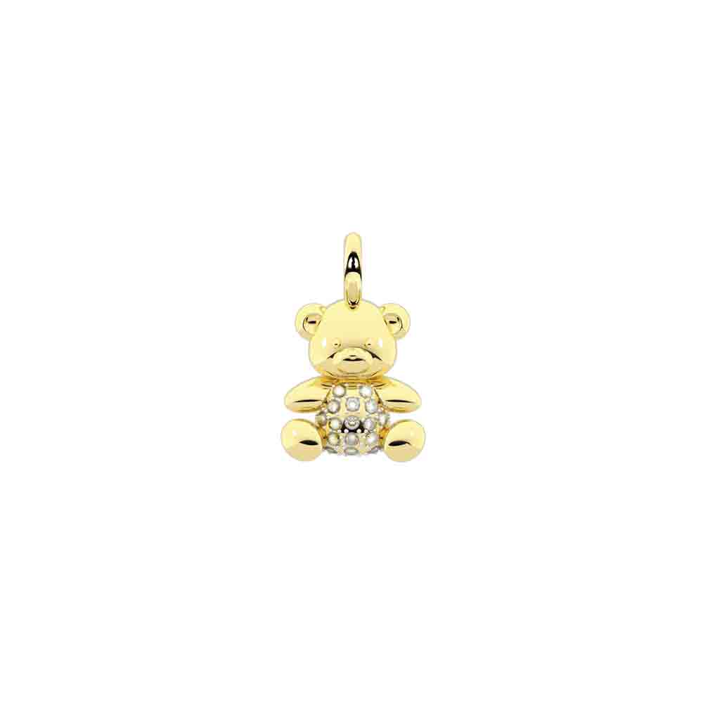 Ciondolo orsetto in acciaio dorato e cristalli Componibile By You Symbols 741351 Kidult