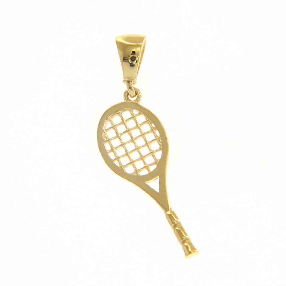 Ciondolo racchetta tennis in Oro Giallo 9 Carati