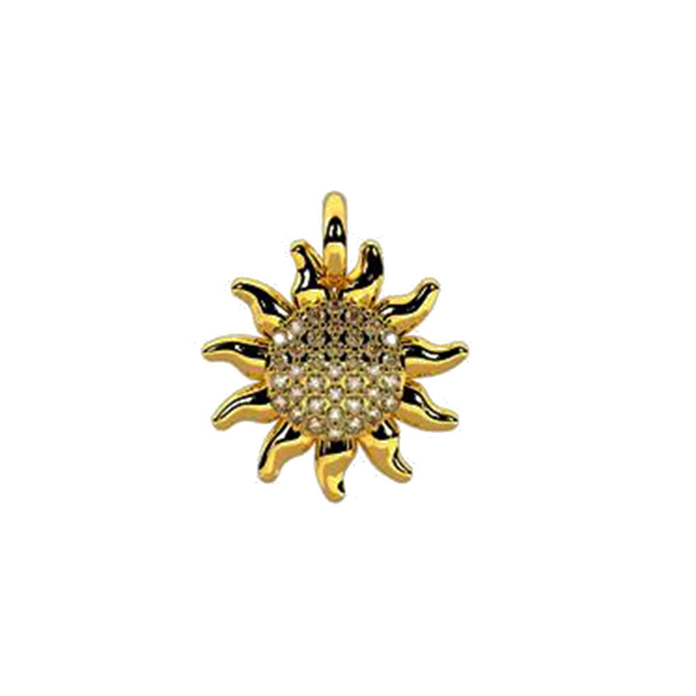 Ciondolo sole in acciaio dorato e cristalli Componibile By You Symbols 741349 Kidult