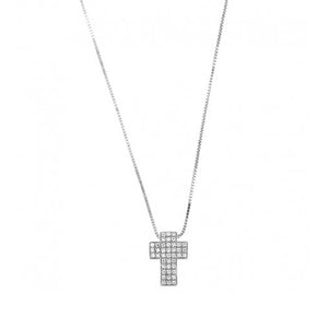 Collana Croce in Oro Bianco con Diamanti Davite & Delucchi