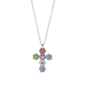 Collana Donna in Argento Croce multicolor  Mabina Gioielli