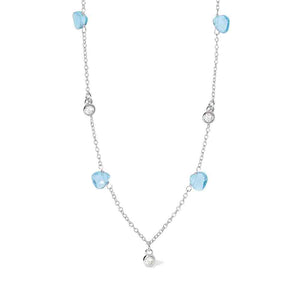 Collana Donna in Argento con pendenti in glass azzurro Mabina Gioielli