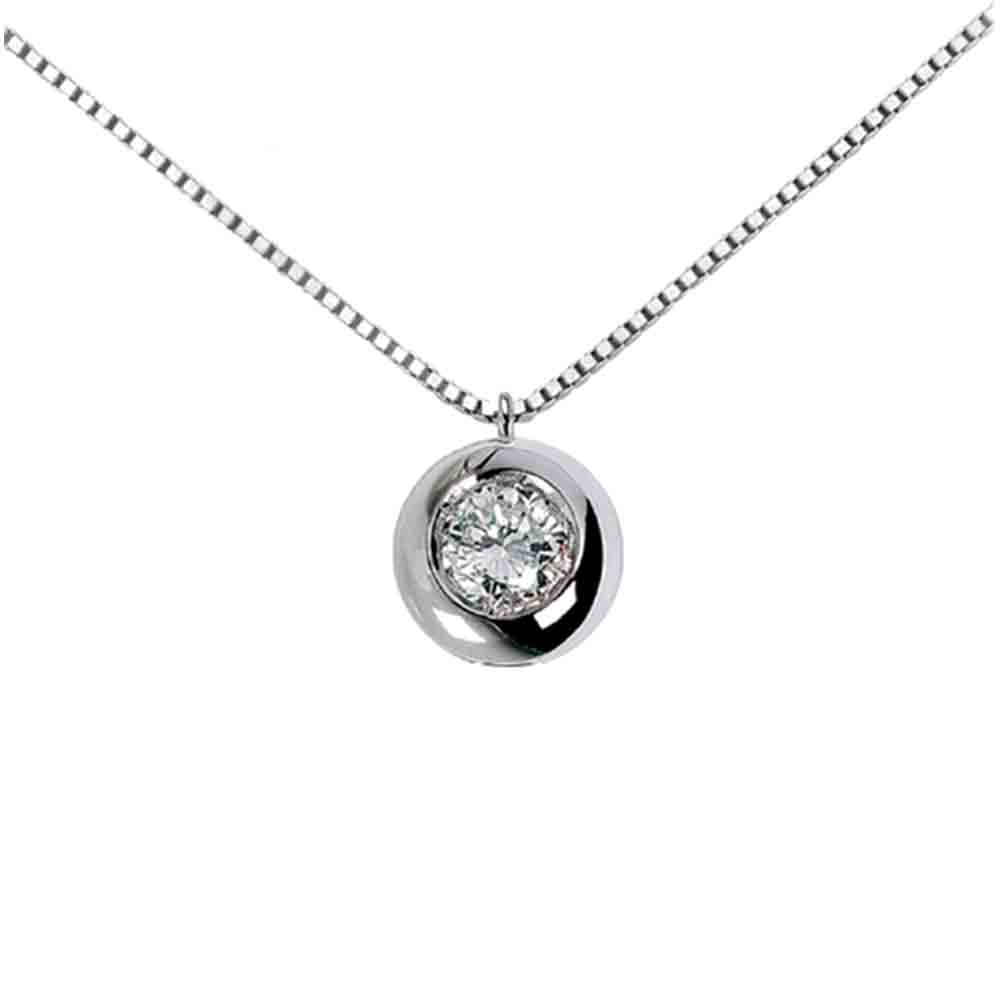 Collana Donna Oro bianco 375/1000 con diamante - Regalo nasca - Edenly