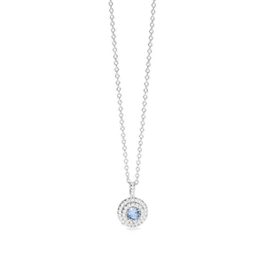 Collana Donna in argento con acquamarina sintetica e zirconi Mabina Gioielli