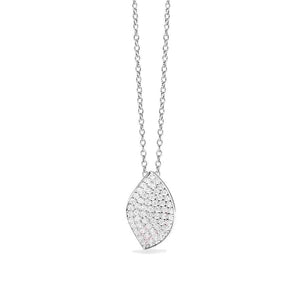 Collana Donna in argento con foglia in pavè di zirconi Mabina Gioielli