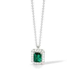 Collana Donna in argento con smeraldo sintetico e zirconi Mabina Gioielli