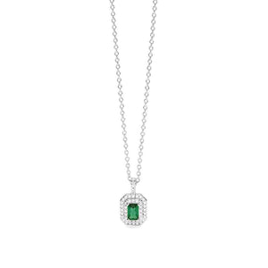 Collana Donna in argento con smeraldo sintetico e zirconi Mabina Gioielli