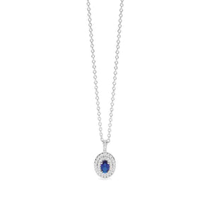Collana Donna in argento con zaffiro sintetico e zirconi Mabina Gioielli