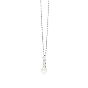 Collana Donna in argento con zirconi e perla coltivata Mabina Gioielli