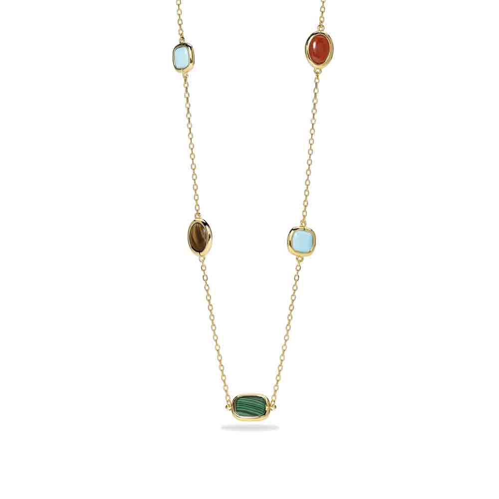 Collana Donna in argento dorato con pietre multicolor Mabina Gioielli