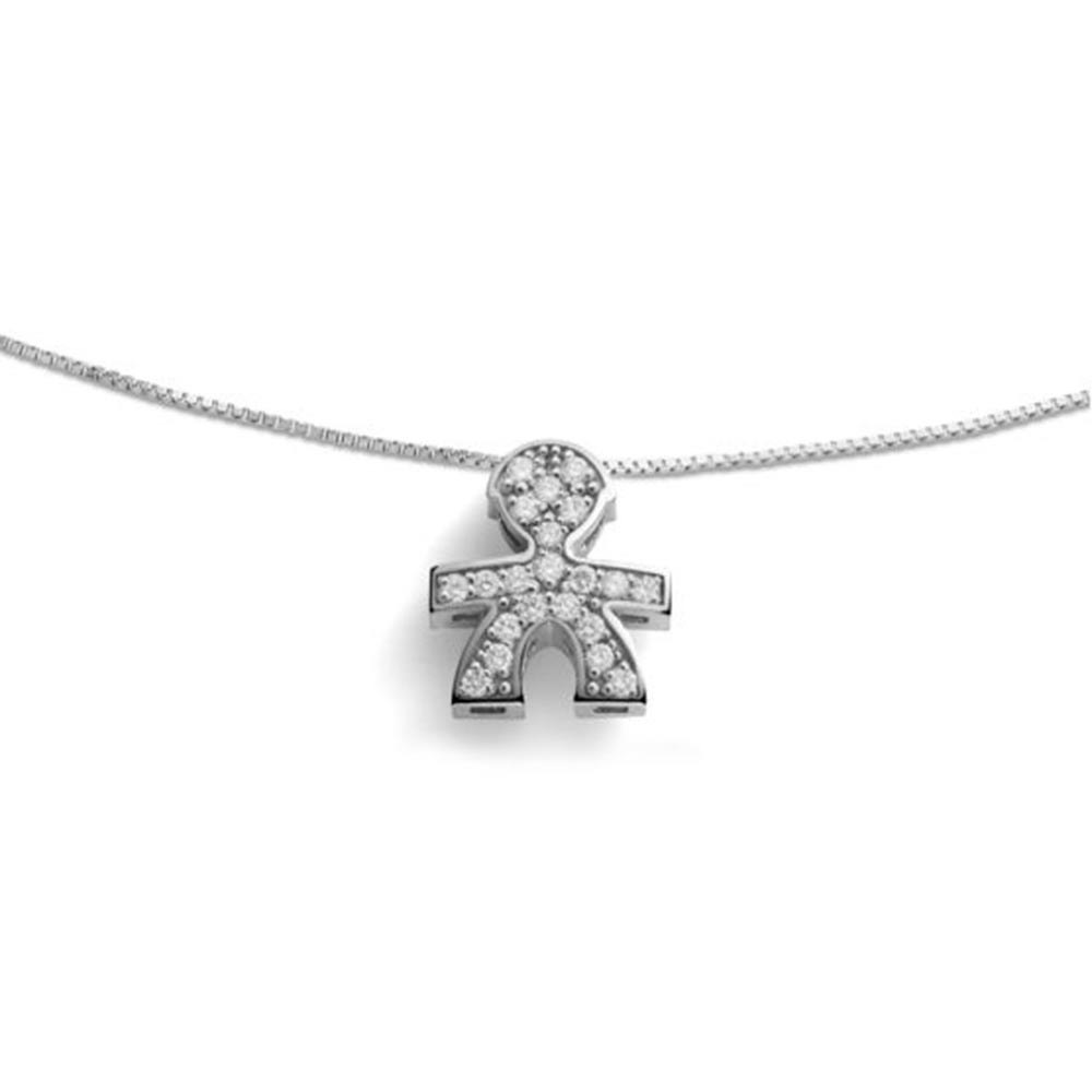 Collana I Tesorini Big Sagoma Bimbo in Oro Bianco e Diamanti Le