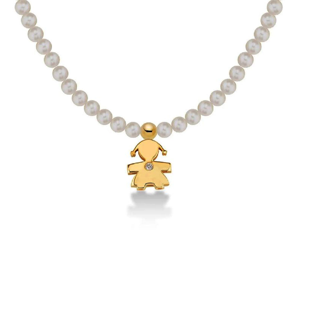 Collana Le Perle con Bimba in Oro Giallo Le Bebè