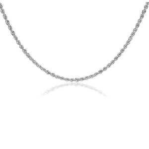 Collana Unisex in Oro Bianco Corda Maglia Vuota