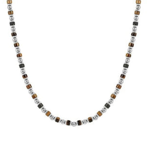 Collana Uomo Instinctstyle Sea Edition con Pietre Naturali Occhio di Tigre e Pietra Lavica Nomination
