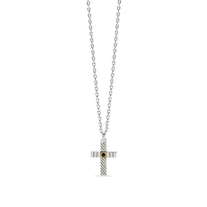 Collana Uomo in Argento con croce con zircone e placcatura oro Mabina Gioielli