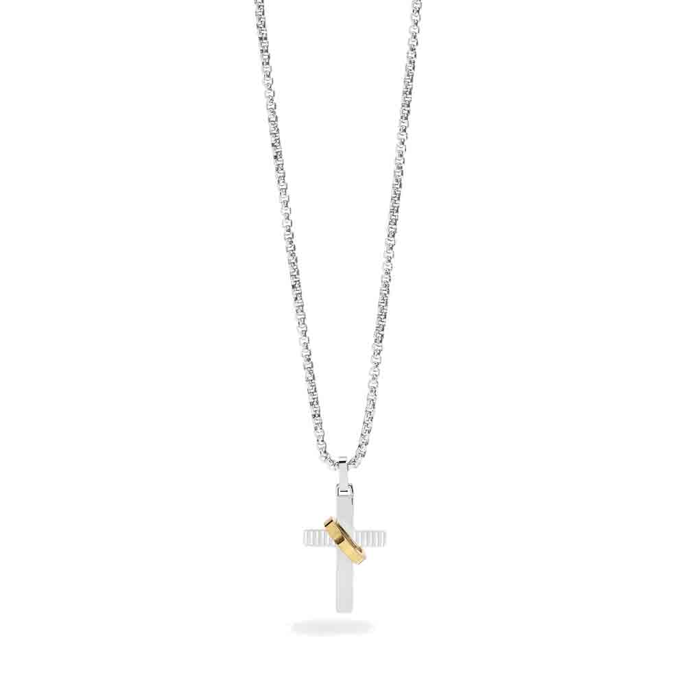 Collana Kidult Donna in Acciaio con Croce e Cristalli